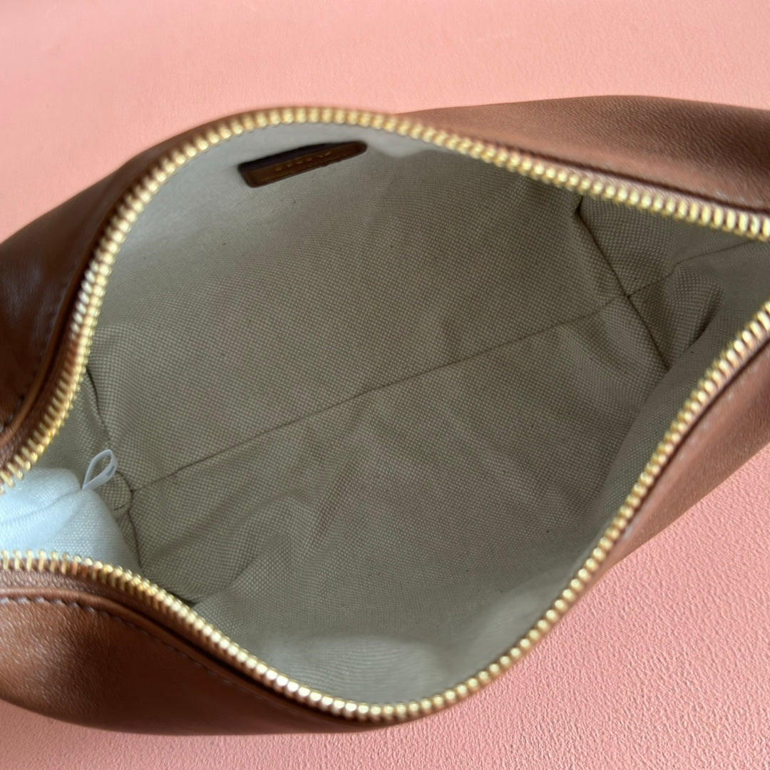 Miu Pouch 25.5cm Brown Nappa leather