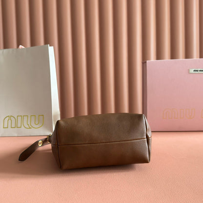 Miu Pouch 25.5cm Brown Nappa leather