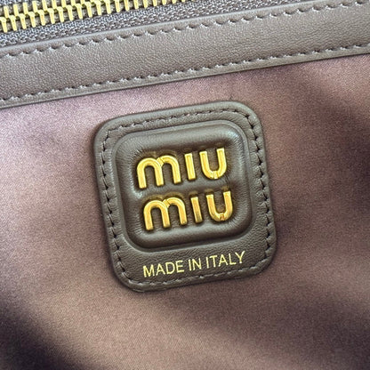 Miu Beau Medium Top-Handle Bag 29cm Dark Brown Smooth Cowhide