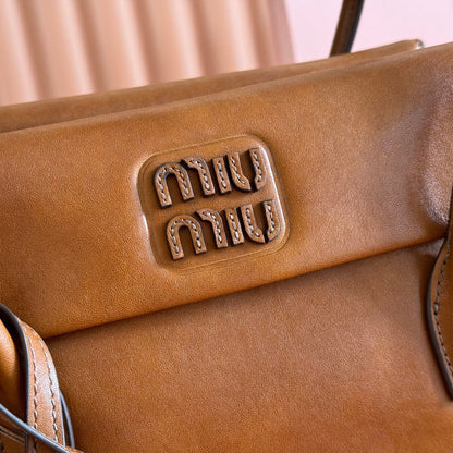 Miu Solitaire Bag 28 Brown Calfskin
