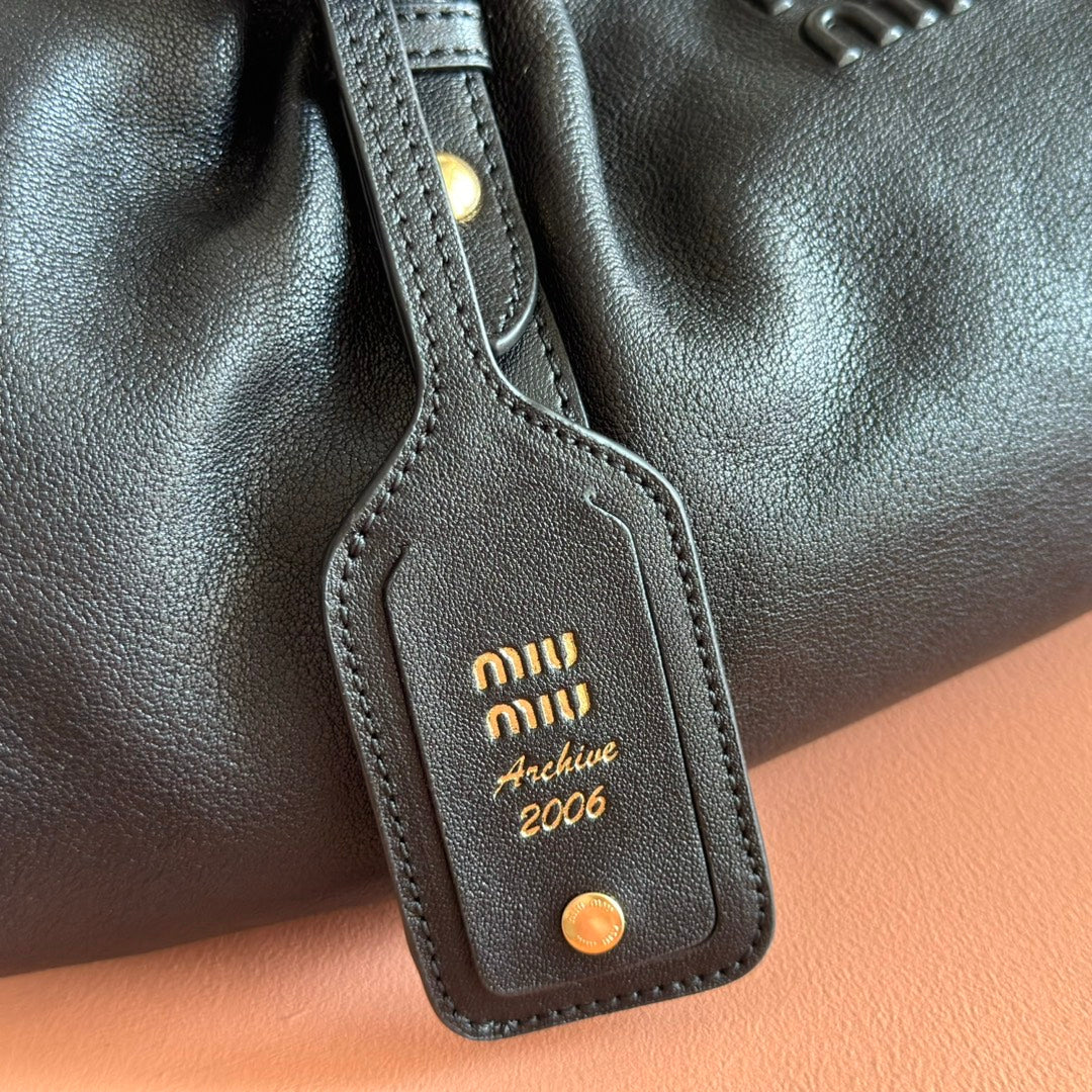 Miu Joie Shoulder Bag Black Nappa Leather