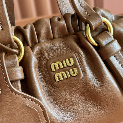 Miu Joie Shoulder Mini Bag Brown Nappa Leather