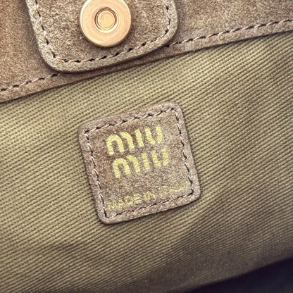 Miu Leather Bucket Bag 16cm Yellow Grain Cowhide