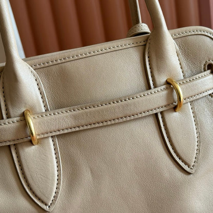 Miu Aventure Shoulder Bag 30cm Beige Nappa Leather