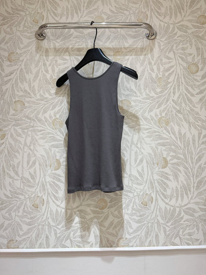 YSL Ribbed Vest Smoky Gray Cotton