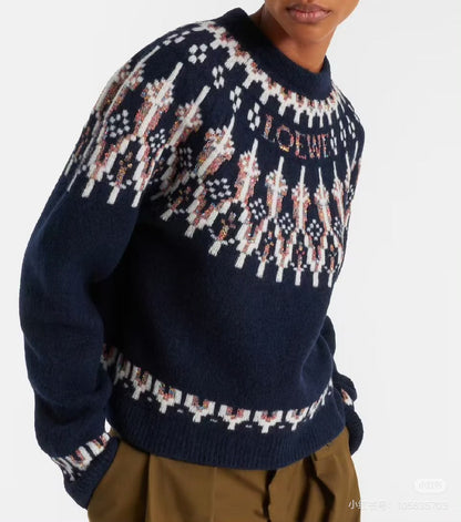 Loewe Sweater Navy/Multicolor Wool Blend 342803