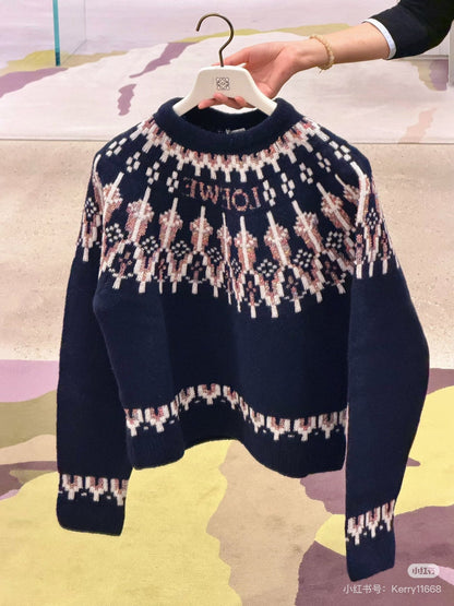 Loewe Sweater Navy/Multicolor Wool Blend 342803
