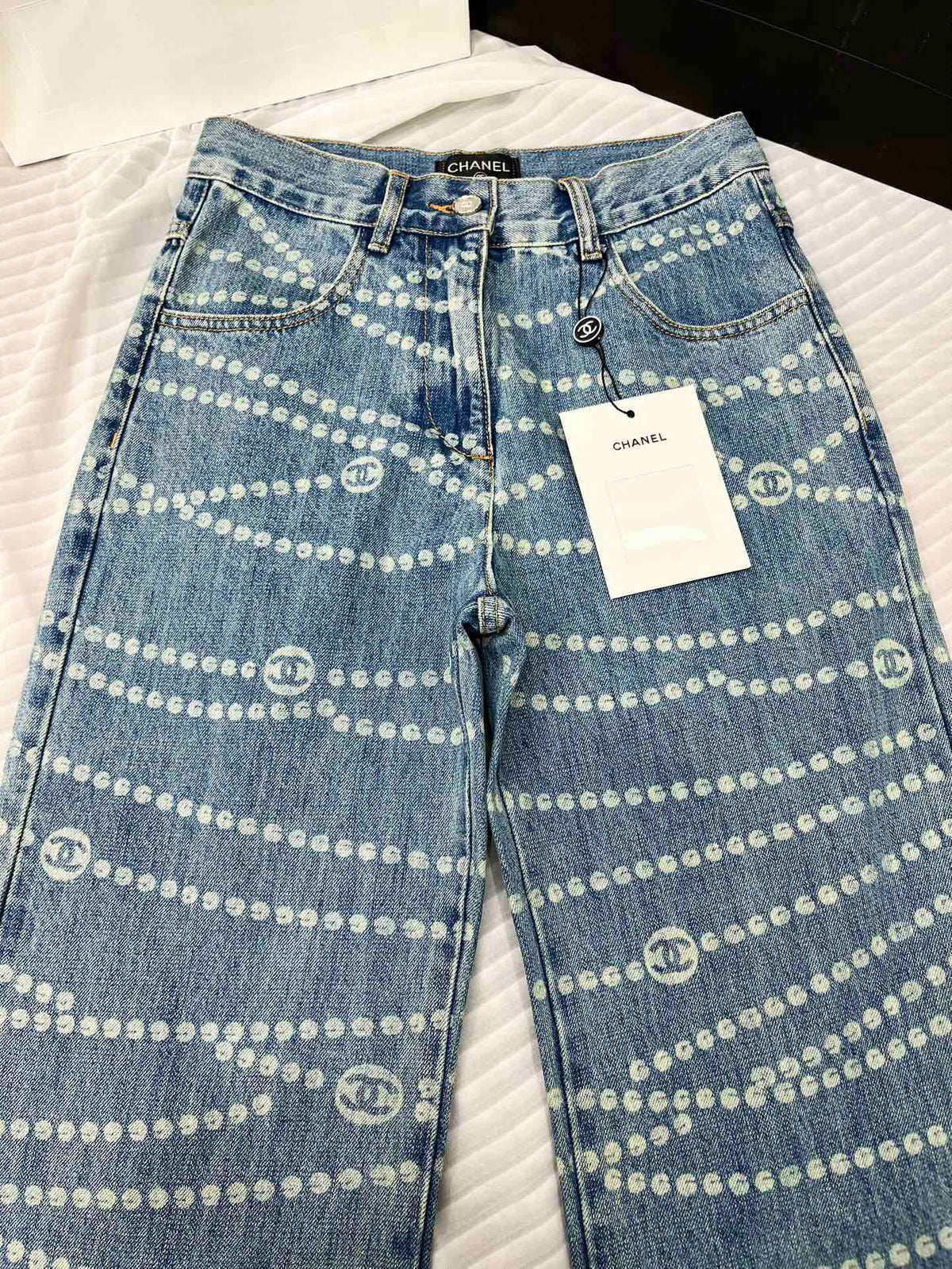 CC 25 Jean Printed Blue White Washed Denim