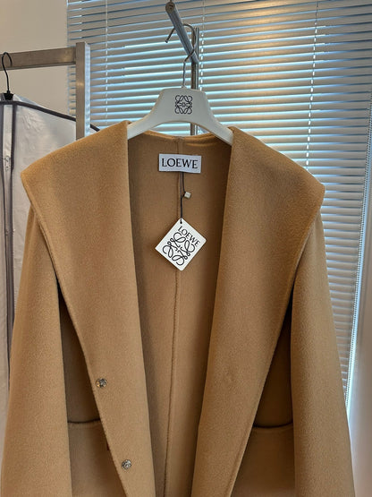 Loewe Coat Khaki Brown Cashmere