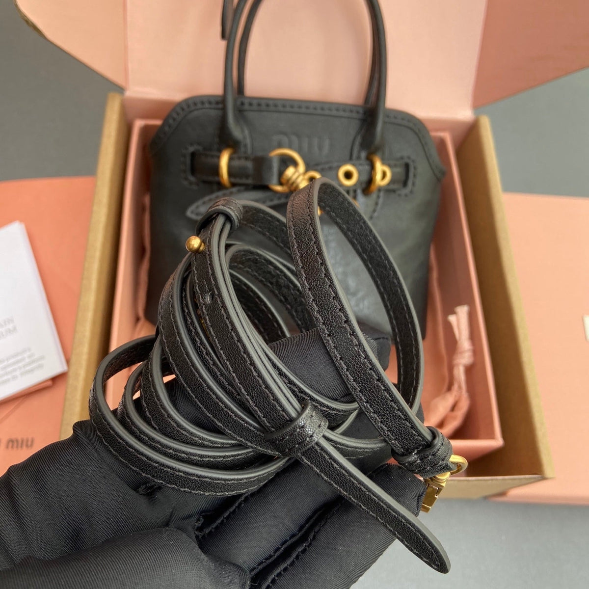 Miu 12.5 Aventure Nappa Leather Bag Black 240397