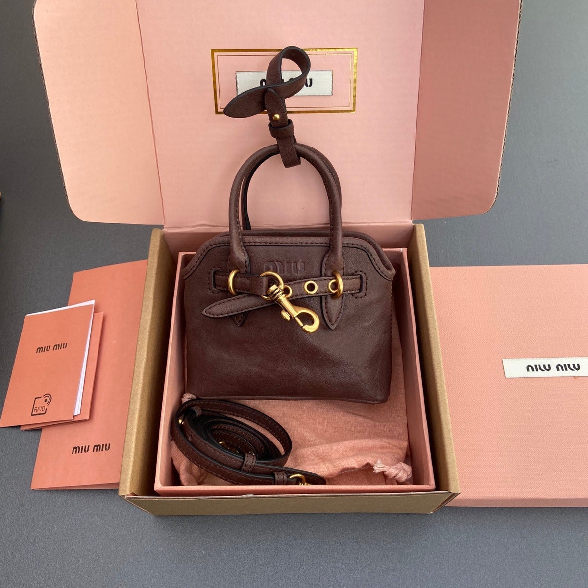 Miu 12.5 Aventure Nappa Leather Bag Briarwood 240401