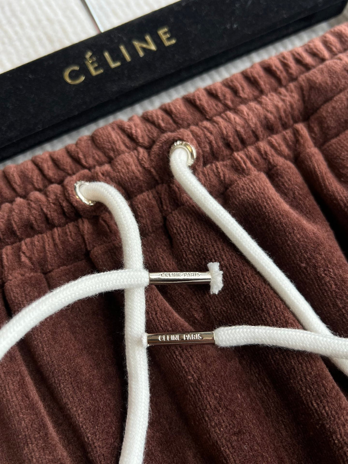 Celine 25 Short Brown White Cotton Polyester