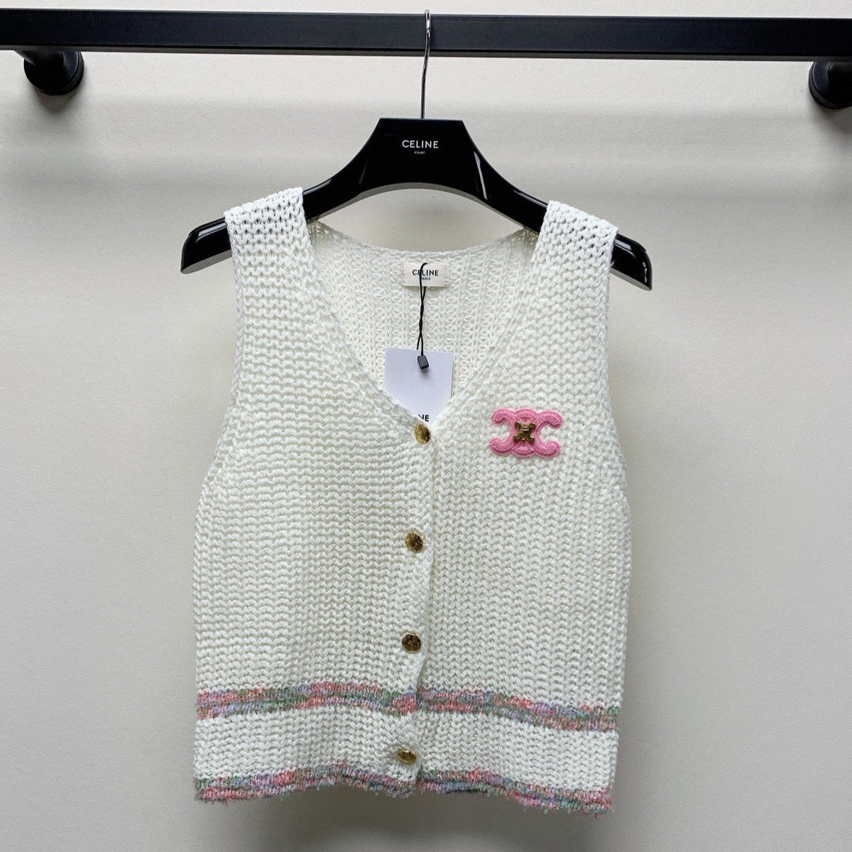Celine 25 Knitted Vest White Wool Polyester 281498