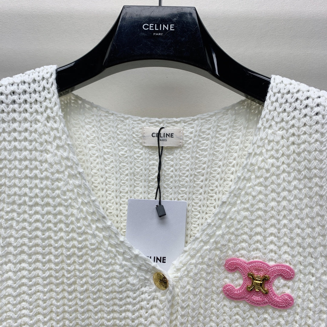 Celine 25 Knitted Vest White Wool Polyester 281498