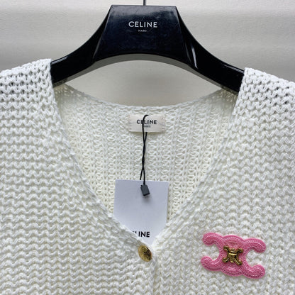 Celine 25 Knitted Vest White Wool Polyester 281498