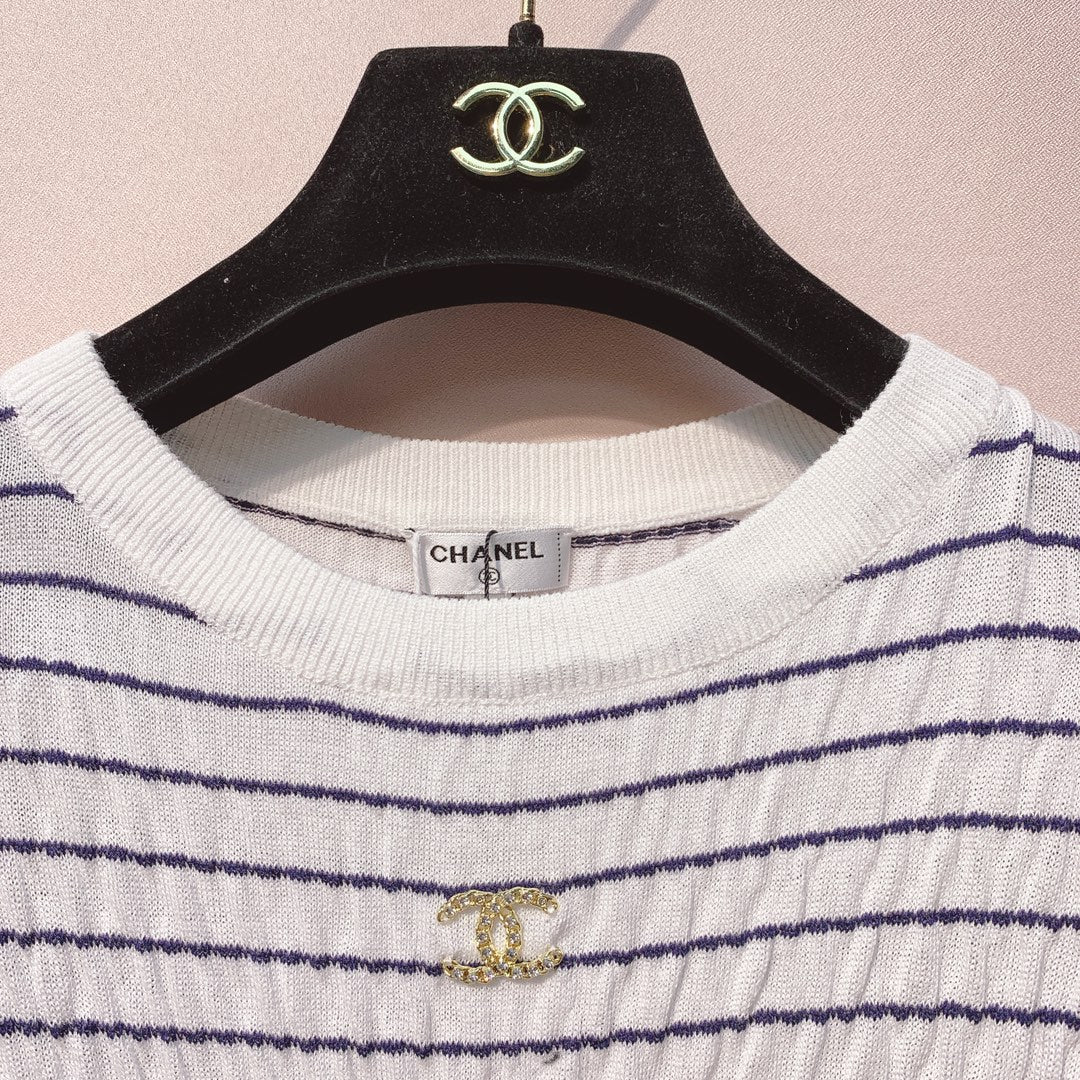 CC 25 Striped Crew Neck T-Shirt Tencel 289188