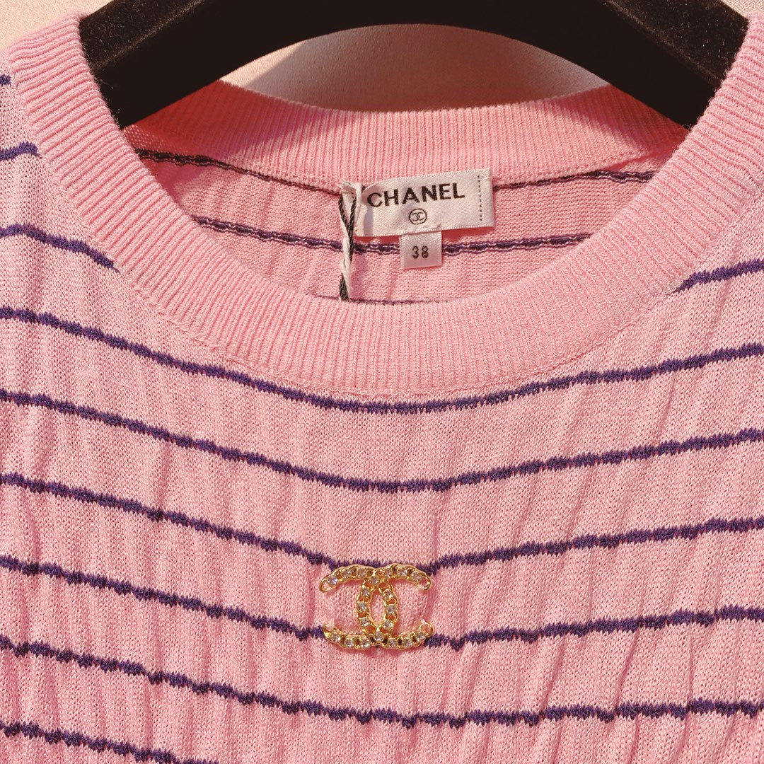 CC 25 Striped Crew Neck T-Shirt Tencel 289188