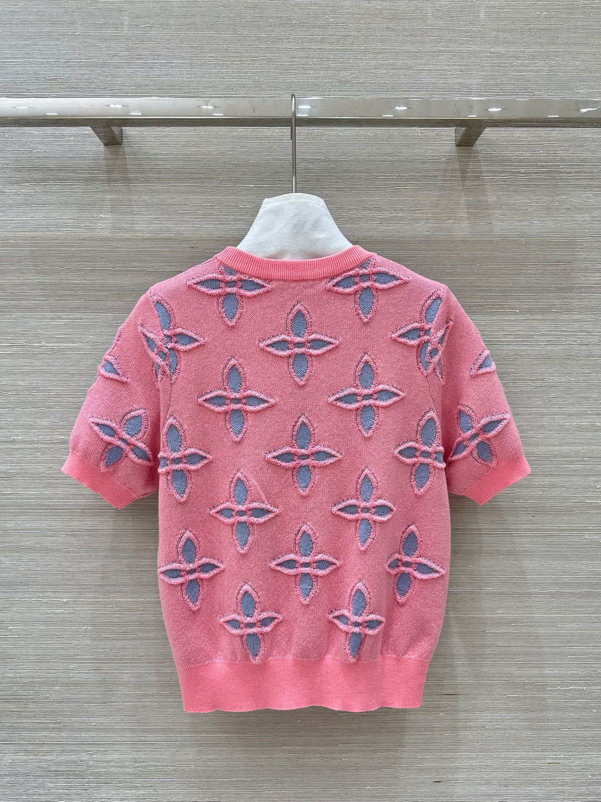 LV 25 Knitted Short-Sleeved Top Pink Wool