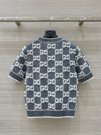 Gucci Knit Sweater Gray White Wool