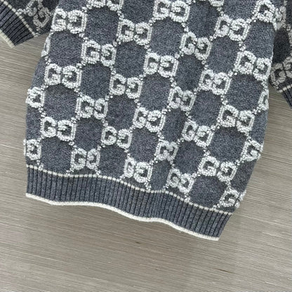 Gucci Knit Sweater Gray White Wool