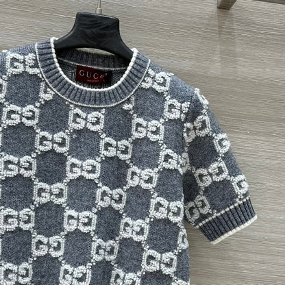 Gucci Knit Sweater Gray White Wool