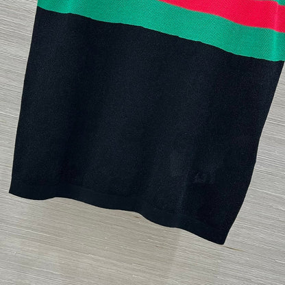 Gucci 25 Embroidered Jacquard Mesh Vest Top Black Tencel