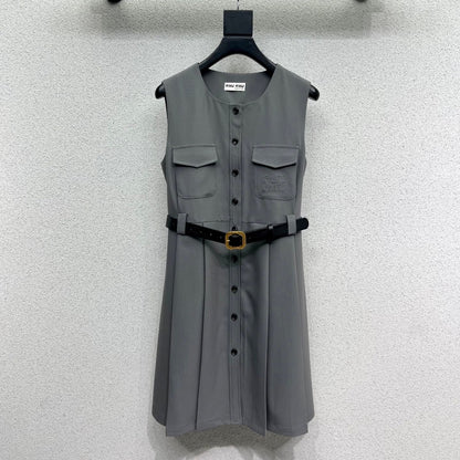MIUMIU SLEEVELESS DRESS WITH BELT STYLE 64