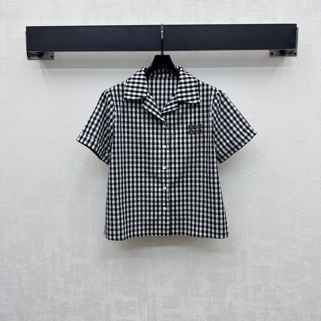MIU 25S SHORT SLEEVE PLAID SHIRT 264708