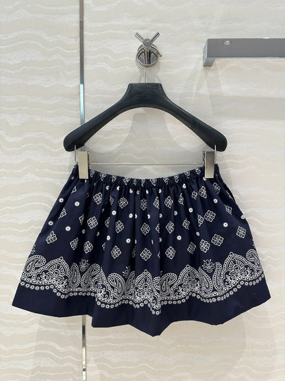 MIUMIU MIDNIGHT BLUE PLEATED MIDI SKIRT