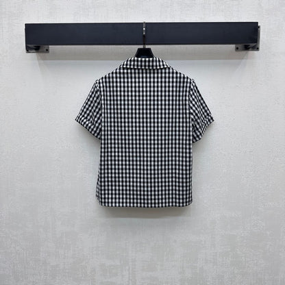 MIU 25S SHORT SLEEVE PLAID SHIRT 264708