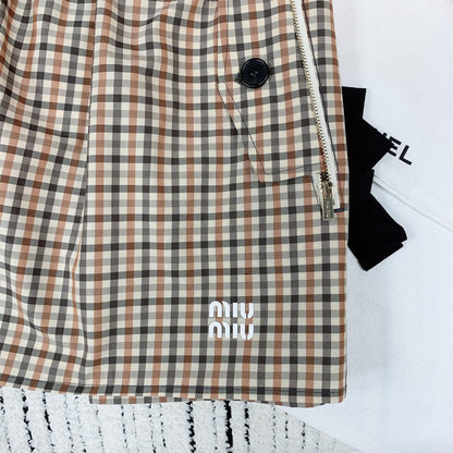 MIUMIU PLAID ELASTIC WAIST SKIRT 228067