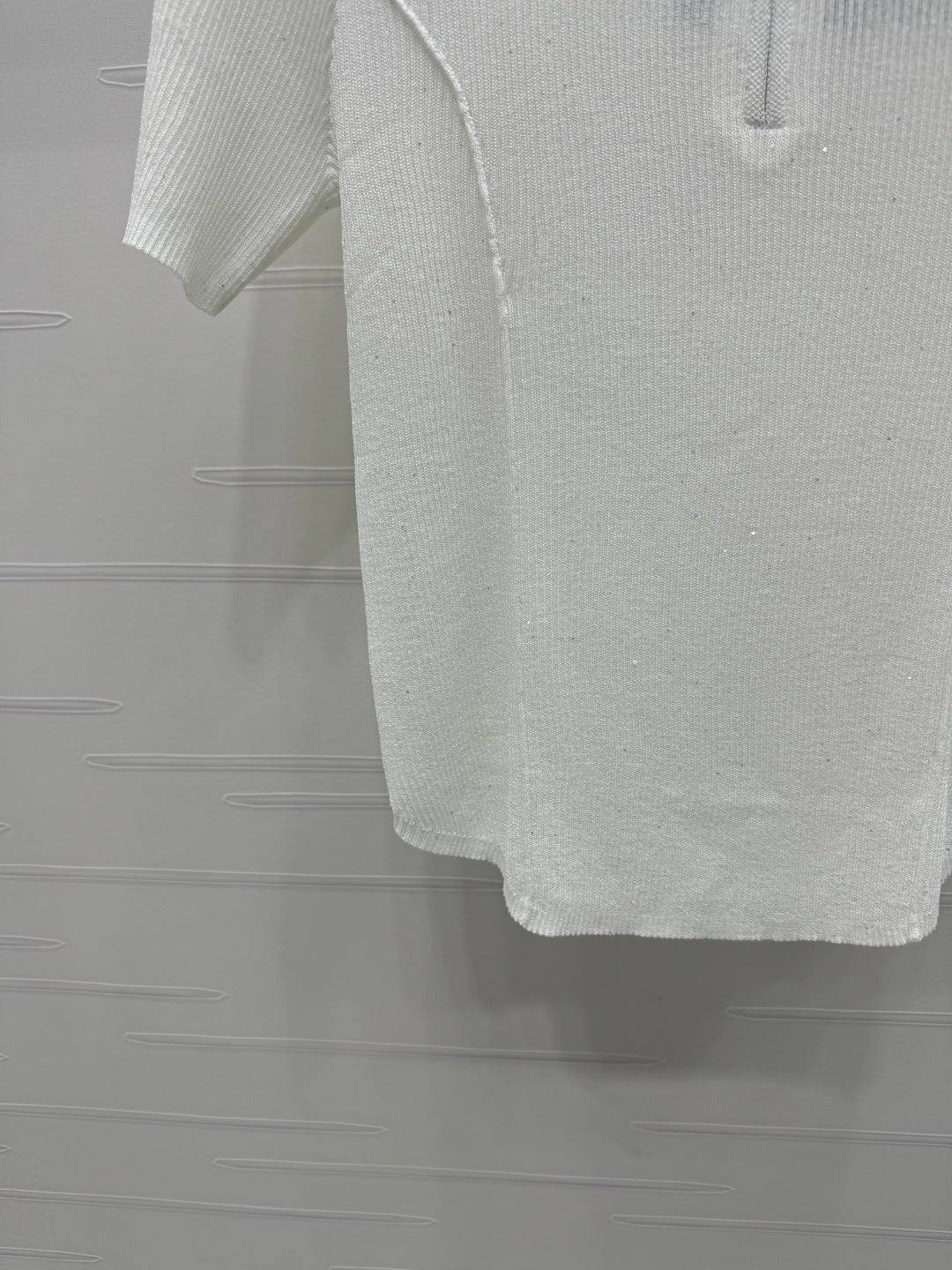 PRADA MOCK NECK SHORT-SLEEVE KNIT TOP WHITE 274815