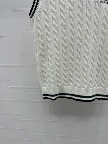 DIOR KNITTED V-NECK SLEEVELESS VEST WHITE 274923
