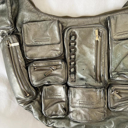 Jil Sander Silver Pocket Detail Oversized Bag