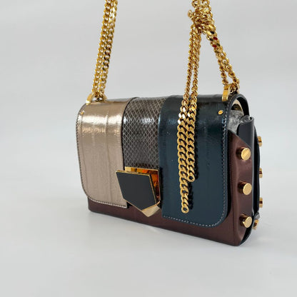 Jimmy Choo Lockett Brown and Gold Bag