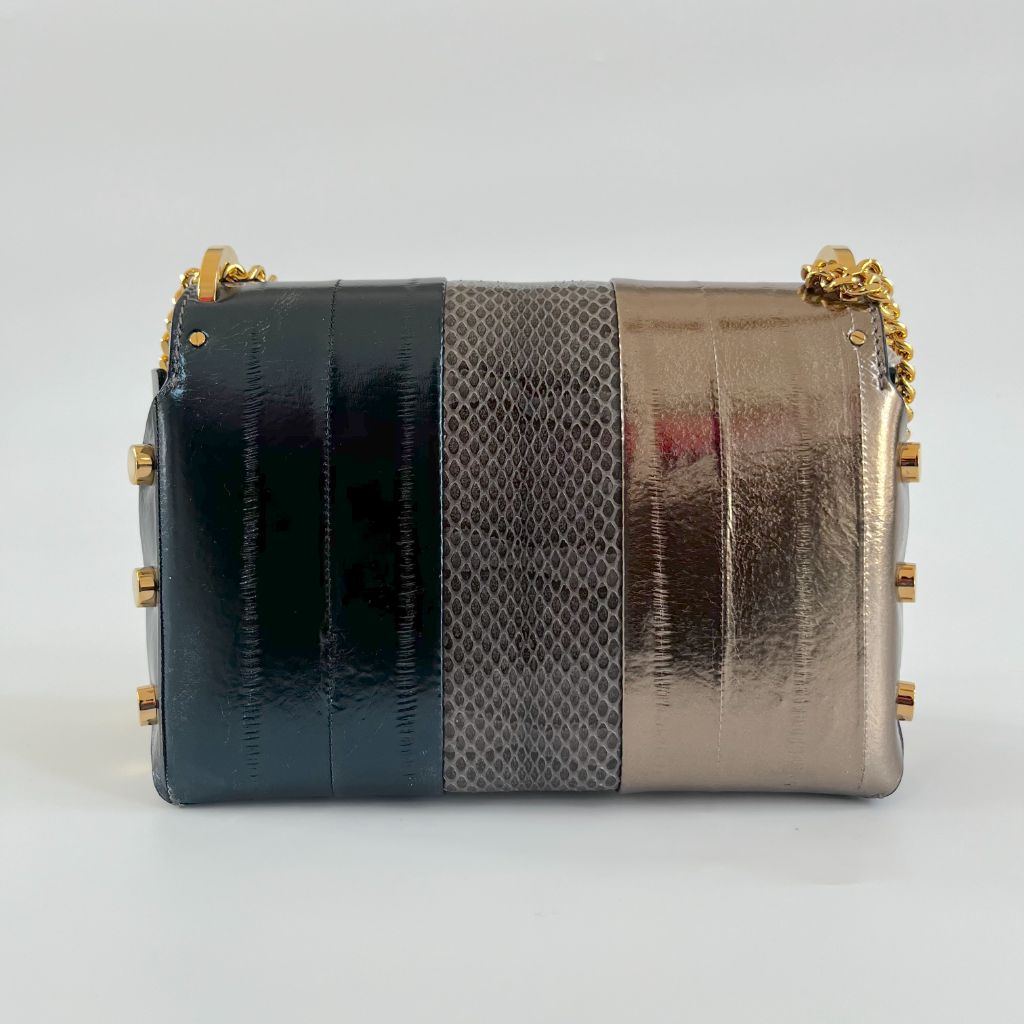 Jimmy Choo Lockett Brown and Gold Bag