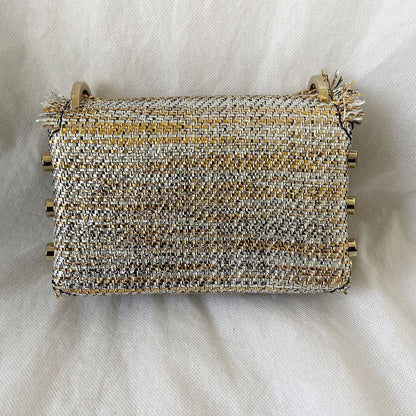Jimmy Choo Lockett Petite Frayed Metallic Tweed Shoulder Bag