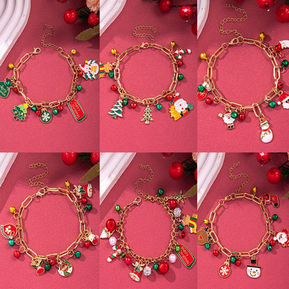Christmas Soft Pottery Snowflake Elk Bell Bracelet
