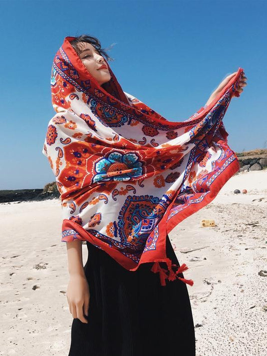 Bohemian Sun Flower Beach Towel Sunscreen Shawl Scarf