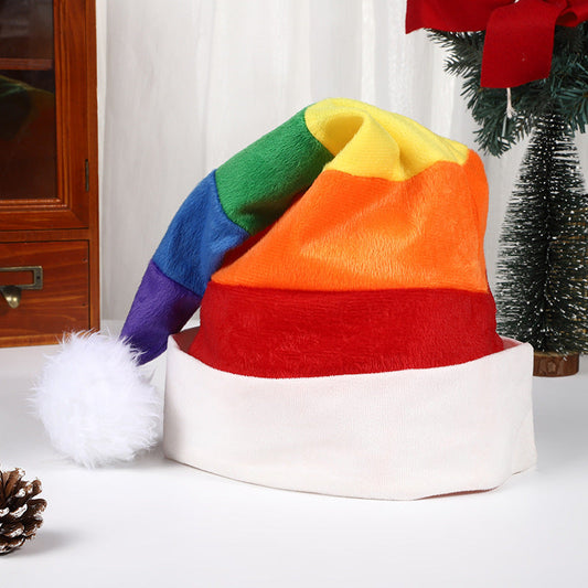 Christmas Plush Cloth Rainbow Hat For Festive Wear