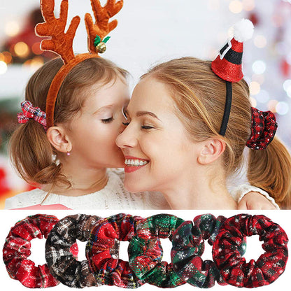 Christmas Fabric Snowflake Antler Hair Ring