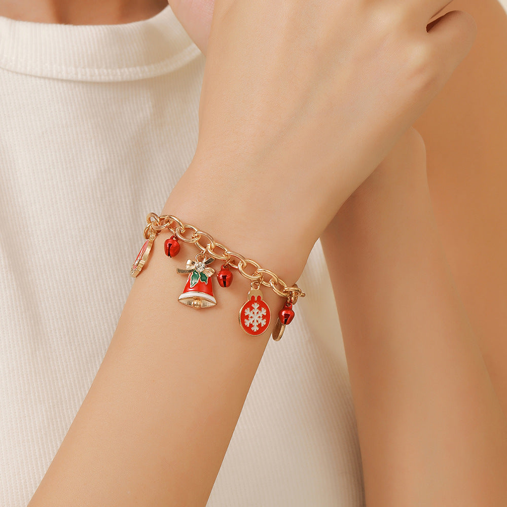 Christmas Soft Pottery Snowflake Elk Bell Bracelet