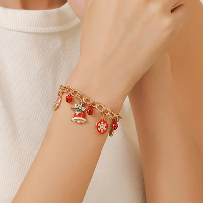 Christmas Soft Pottery Snowflake Elk Bell Bracelet