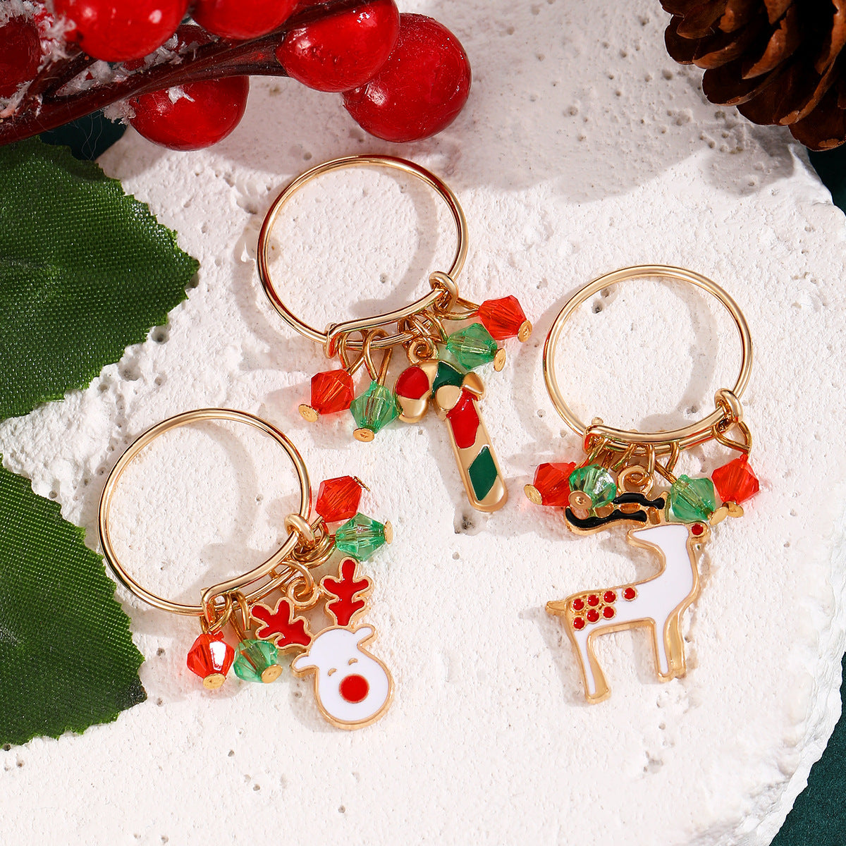 Christmas Alloy Elk Animal Pendant Ring