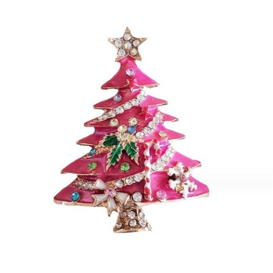 Christmas Tree Brooch Alloy Oil Drop Rhinestone