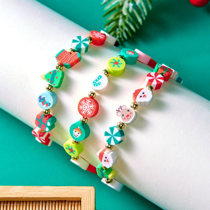 Christmas Women Soft Pottery Beaded Bracelet
