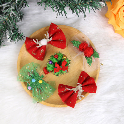 Christmas Cartoon Bow Hairpin Velvet Elk Bow