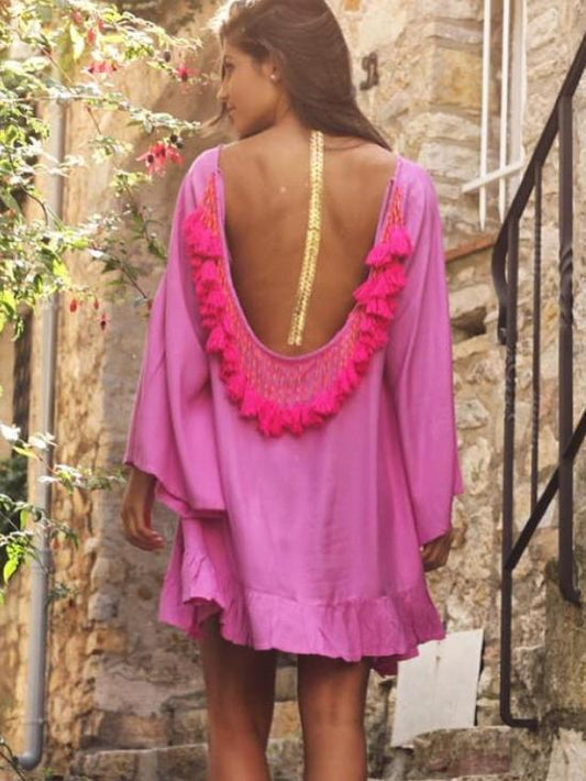 Bohemian Beach Loose Tassel Mini Dress