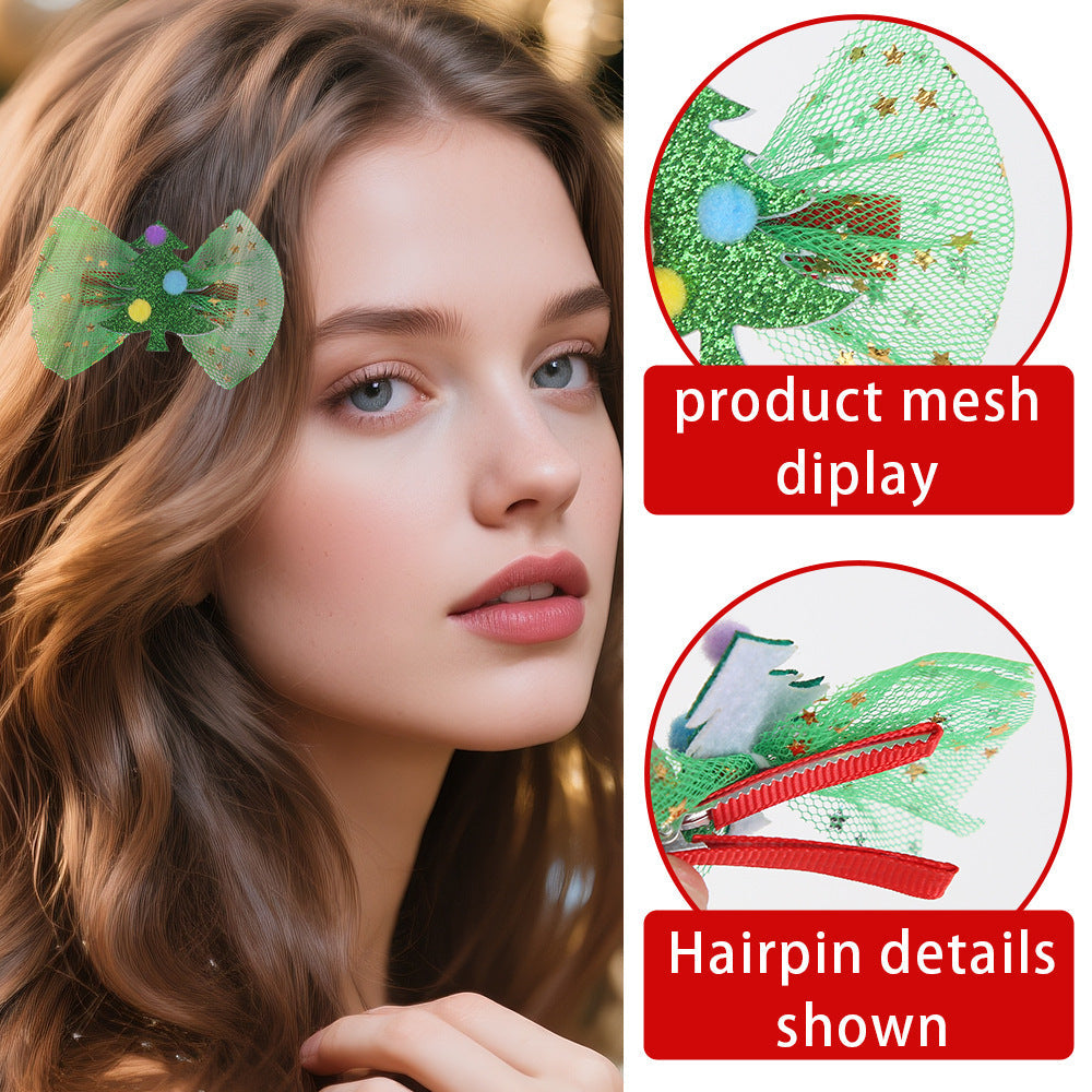 Christmas Cartoon Bow Hairpin Velvet Elk Bow