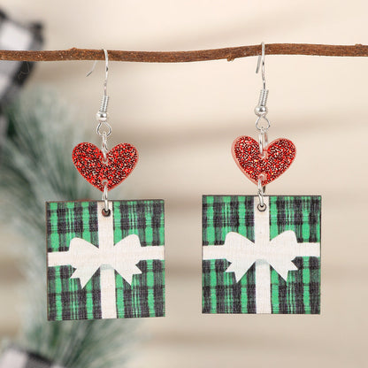 Christmas Wooden Earrings Snowman And Tree Style